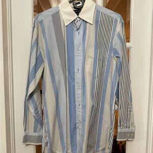 Tommy Hilfiger Multistripe Blue and White Dress Shirt